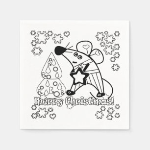 Frohe Weihnachten Neujahr Symbol Maus Cartoon nied Serviette