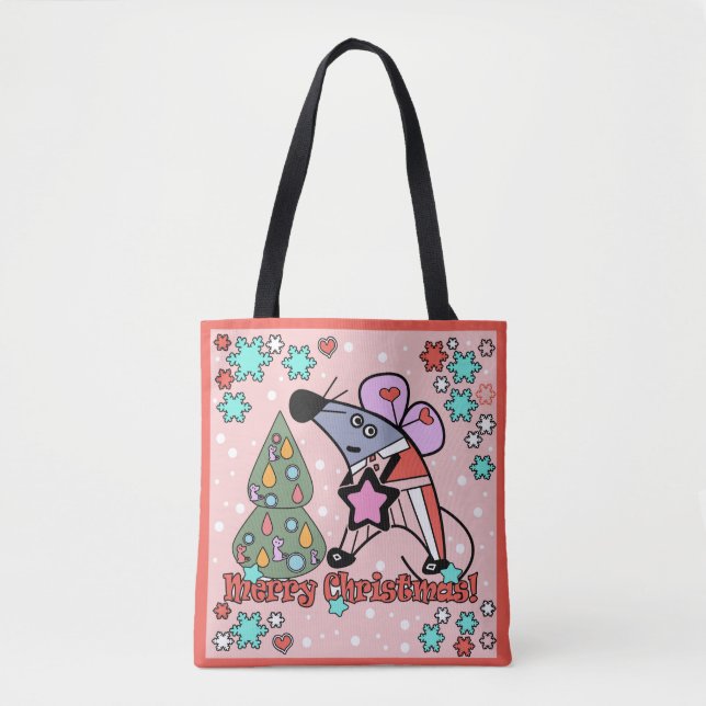 Frohe Weihnachten Neujahr Symbol Maus Cartoon nied Tasche (Vorderseite)