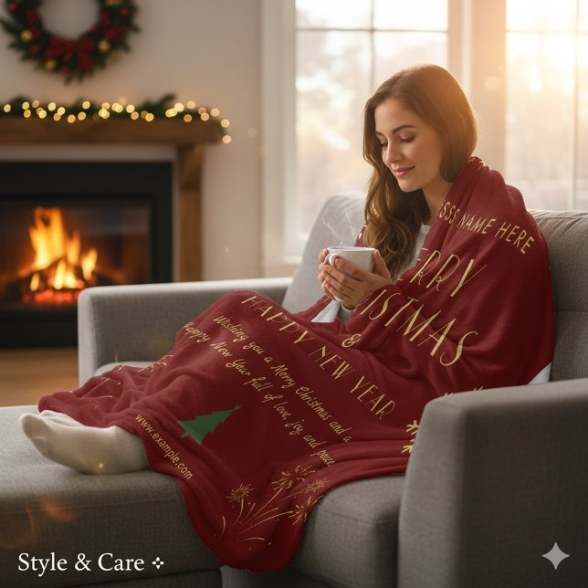 Frohe Weihnachten Neujahrsfestliche Feier Fleecedecke (Merry Christmas New Year Festive Celebration Fleece Blanket)
