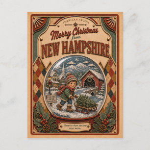 Frohe Weihnachten New Hampshire Vintage-Schneekuge