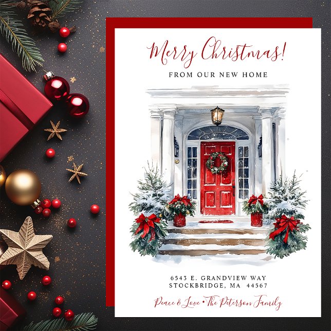 Frohe Weihnachten New Zuhause Red Door Moving Ankündigung (Von Creator hochgeladen)