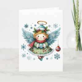 Frohe Weihnachten Niedlich Angel Folk Art Style Karte
