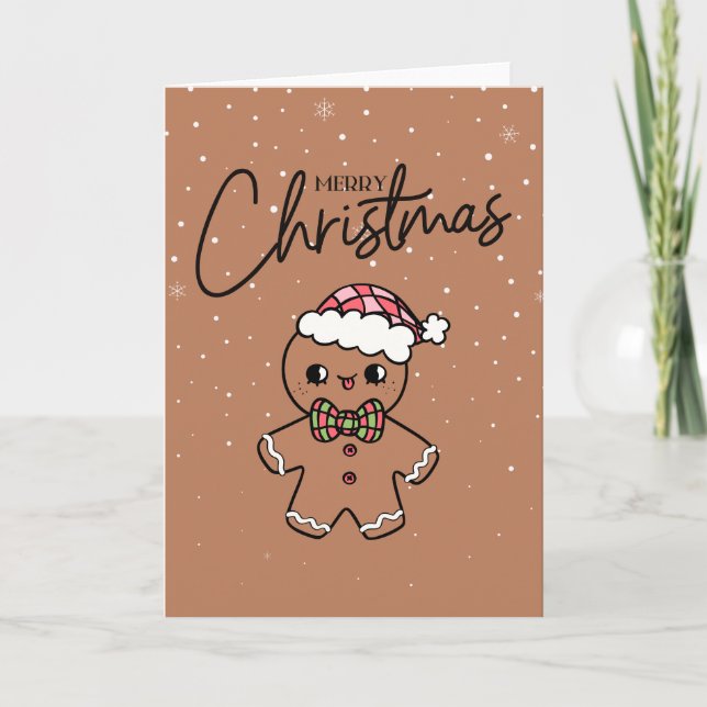 Frohe Weihnachten Niedlich Brown Gingerbread Karte (Vorderseite)