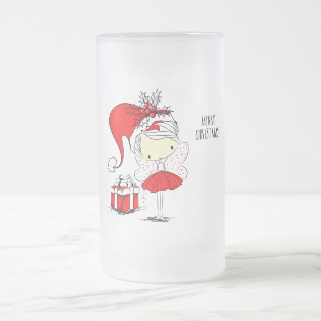 Frohe Weihnachten Niedlich Fairy Mattglas Bierglas (Mittel)