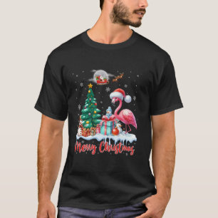 Frohe Weihnachten Niedlich Flamingo Weihnachtsmann T-Shirt