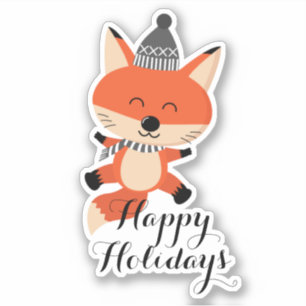 Frohe Weihnachten Niedlich Fox ID854 Aufkleber