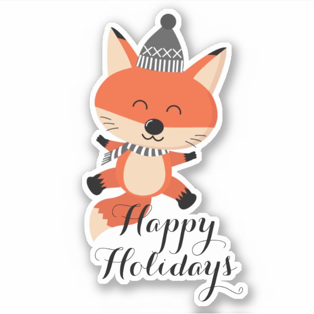 Frohe Weihnachten Niedlich Fox ID854 Aufkleber (Vorderseite)