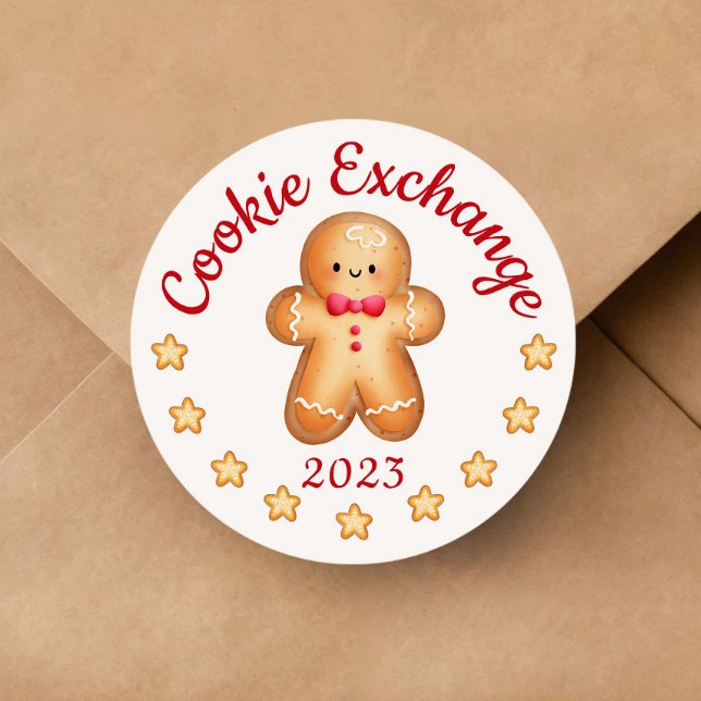 Frohe Weihnachten Niedlich Gingerbread Man Runder Aufkleber (Merry Christmas Cute Gingerbread Man Classic Round Sticker)