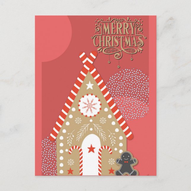 Frohe Weihnachten Niedlich Gingerbread Mann und Ha Postkarte (Vorderseite)