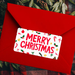 Frohe Weihnachten Niedlich handGezeichnet CUSTOM D Adressaufkleber