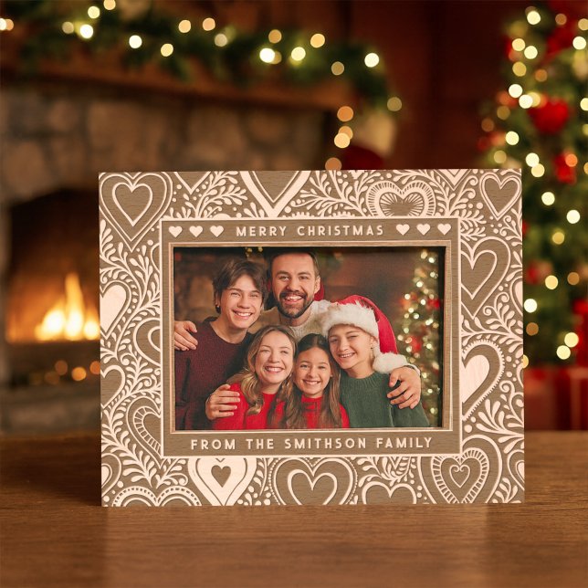 Frohe Weihnachten Niedlich Heart & Foliage Familie Geätzte Rahmen (Von Creator hochgeladen)