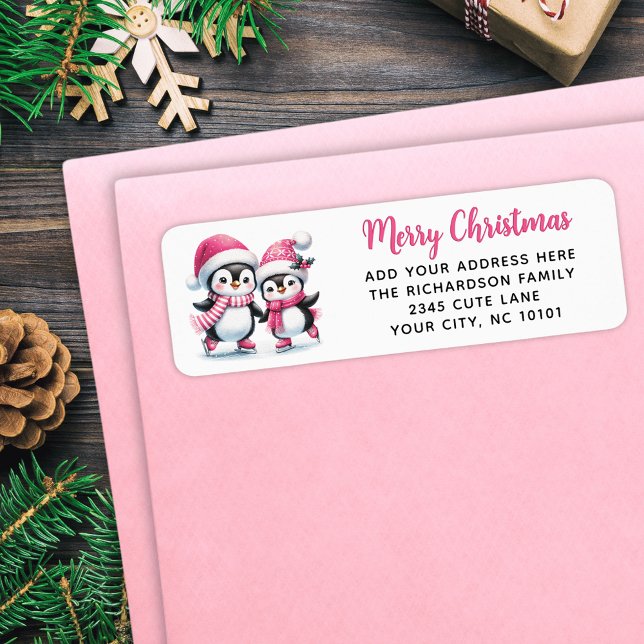 Frohe Weihnachten Niedlich Ice Skaten Pinguine Pin (Von Creator hochgeladen)