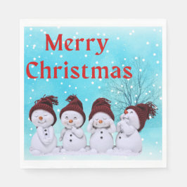 Frohe Weihnachten Niedlich kleine Snowmen Serviette