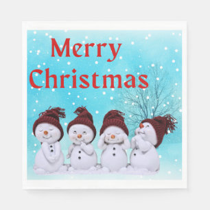 Frohe Weihnachten Niedlich kleine Snowmen Serviette