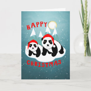 Frohe Weihnachten Niedlich Pandas Personalisiert
