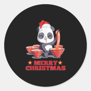 Frohe Weihnachten Niedlich Ramen Panda japanische  Runder Aufkleber