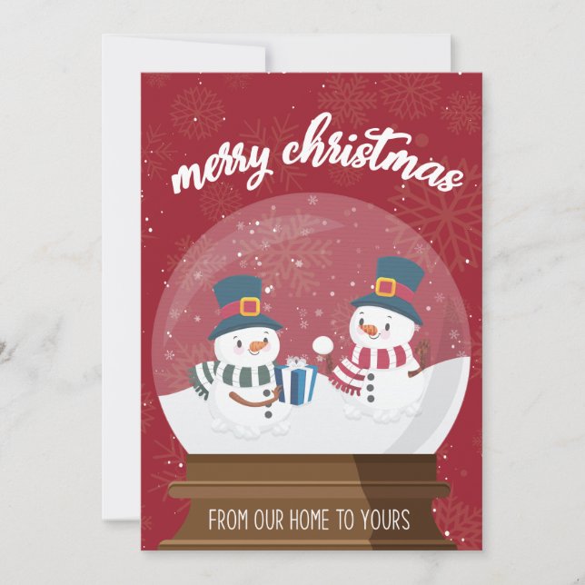 Frohe Weihnachten Niedlich Red Snowmen Globe (Vorderseite)