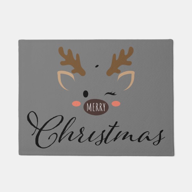 Frohe Weihnachten Niedlich Reindeer Fußmatte (Vorderseite)