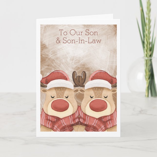 Frohe Weihnachten Niedlich Reindeer Personalisiert Karte (Vorderseite)