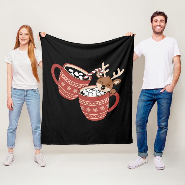 Frohe Weihnachten Niedlich Rentier Familie Weihnac Fleecedecke (Beispiel)