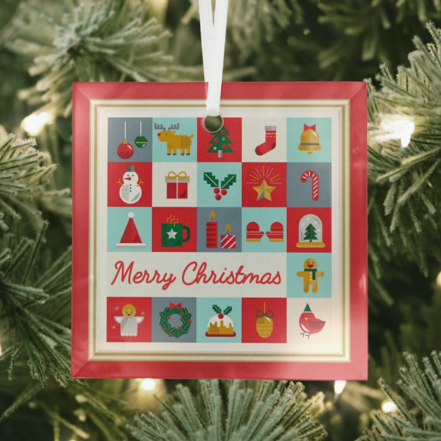 Frohe Weihnachten Niedlich Retro Winter Weihnachts Ornament Aus Glas (Insitu)