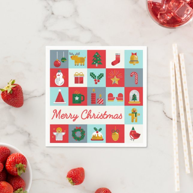 Frohe Weihnachten Niedlich Retro Winter Weihnachts Serviette (Beispiel)