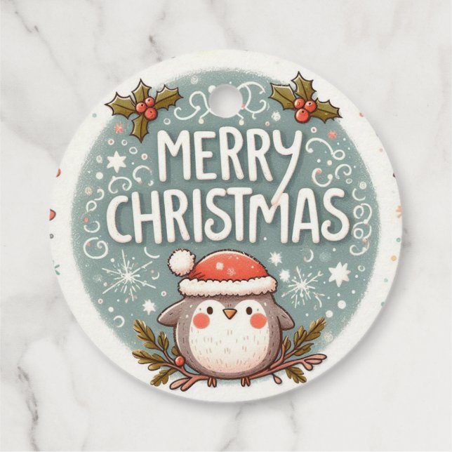 Frohe Weihnachten Niedlich Robins Geschenkanhänger (Rückseite)