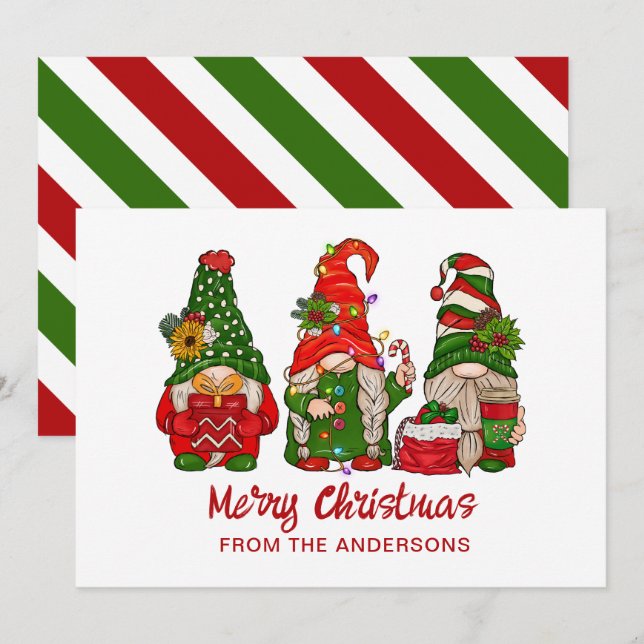 Frohe Weihnachten Niedlich Rot und Grün Gnomes (Vorne/Hinten)