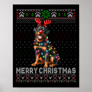 Frohe Weihnachten Niedlich Rottweiler Hund Lover U Poster