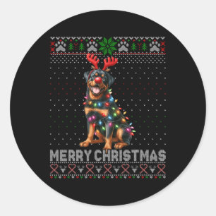 Frohe Weihnachten Niedlich Rottweiler Hund Lover U Runder Aufkleber