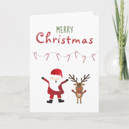 Frohe Weihnachten Niedlich Santa Claus Candy Canes Karte