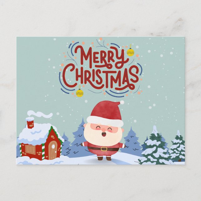 Frohe Weihnachten Niedlich Santa l Traditioneller  Postkarte (Vorderseite)