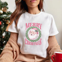 Frohe Weihnachten niedlich Santa Pink Retro Glitze