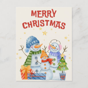 Frohe Weihnachten Niedlich Snowmen Familie