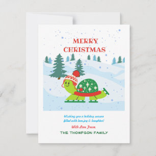 Frohe Weihnachten Niedlich Turtle Ice Skaten im Wi