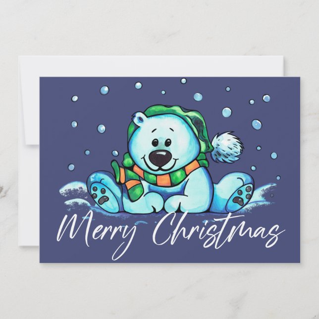 Frohe Weihnachten Niedliche Bärenkarte Dankeskarte (Vorderseite)