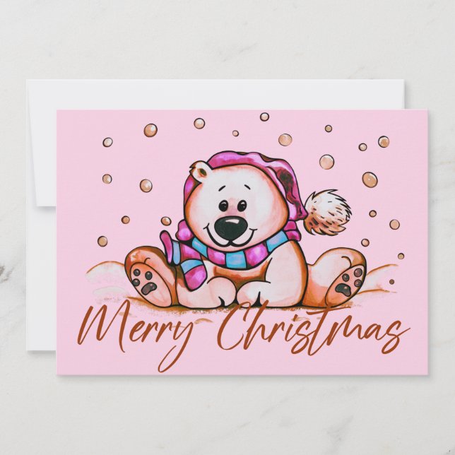 Frohe Weihnachten Niedliche Bärenkarte Dankeskarte (Vorderseite)