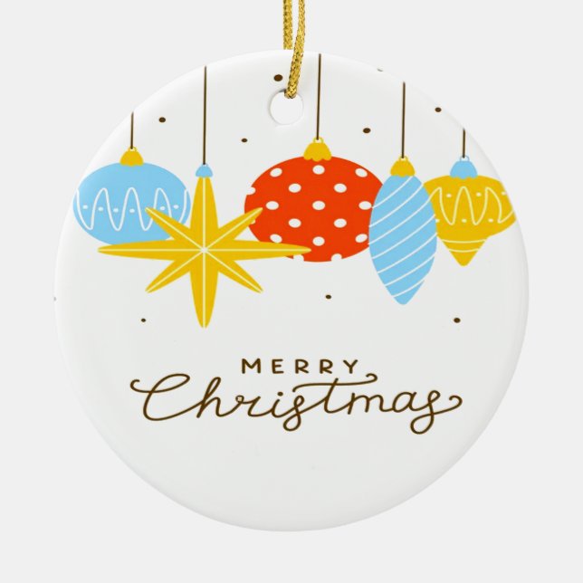 Frohe Weihnachten Niedliche Bäume Keramik Ornament (Vorne)
