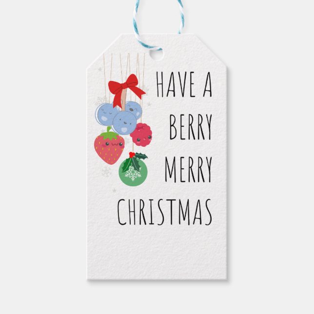Frohe Weihnachten - Niedliche Berries Geschenkanhänger (Vorderseite)