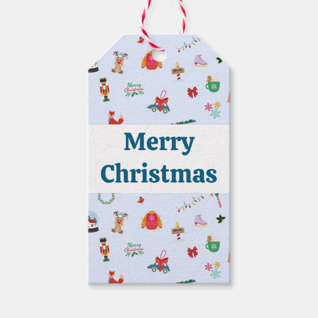 Frohe Weihnachten niedliche Details Geschmack-Tag Geschenkanhänger (Vorderseite)