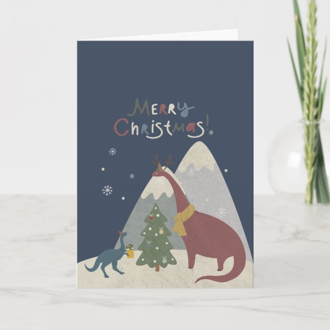Frohe Weihnachten Niedliche Dinosaurier Karte (Vorderseite)