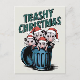 Frohe Weihnachten Niedliche Funny Racoons Postkarte