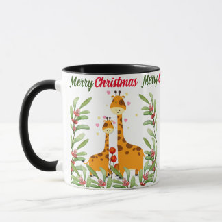 Frohe Weihnachten Niedliche Giraffe in einem Dschu Tasse