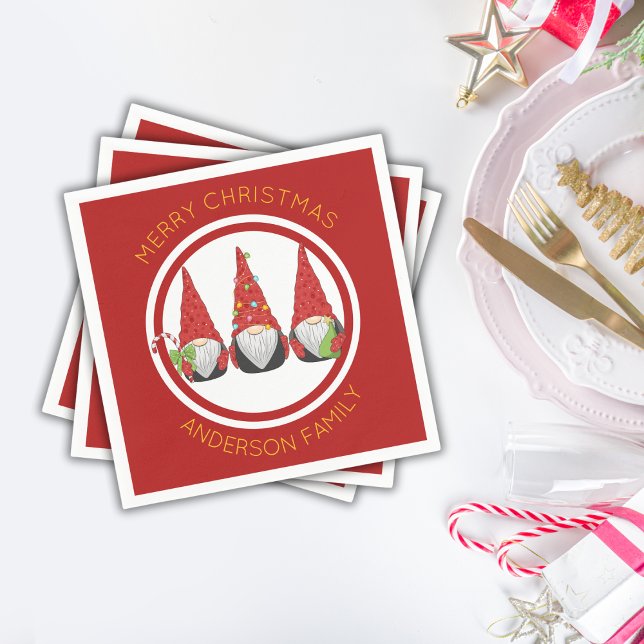 Frohe Weihnachten Niedliche Gnomes Serviette (Von Creator hochgeladen)