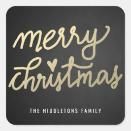 Frohe Weihnachten Niedliche handgeschriebene Scrip Quadratischer Aufkleber