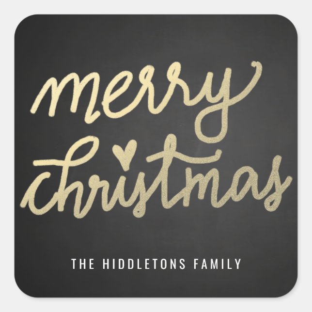 Frohe Weihnachten Niedliche handgeschriebene Scrip Quadratischer Aufkleber (Vorderseite)