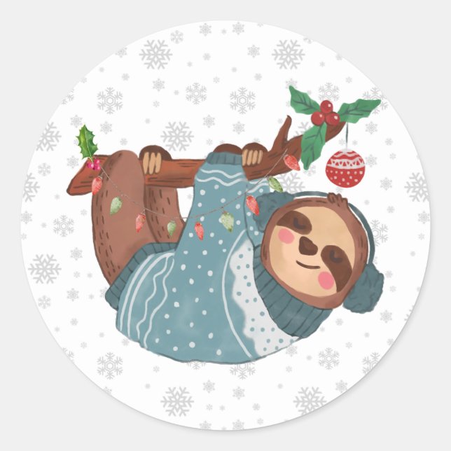 Frohe Weihnachten Niedliche Hängegläser und Schnee Runder Aufkleber (Vorderseite)