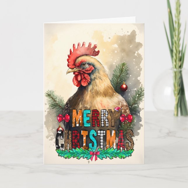 Frohe Weihnachten Niedliche Hühnerkarte Karte (Vorderseite)