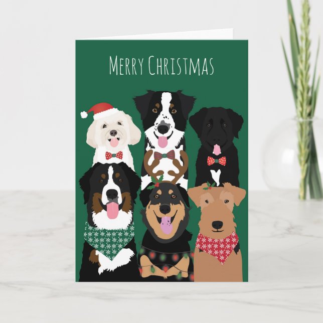 Frohe Weihnachten Niedliche Hunde Karte (Vorderseite)
