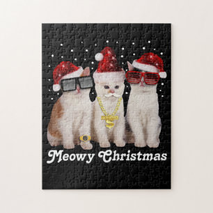 Frohe Weihnachten   Niedliche Katze mit dem Weihna